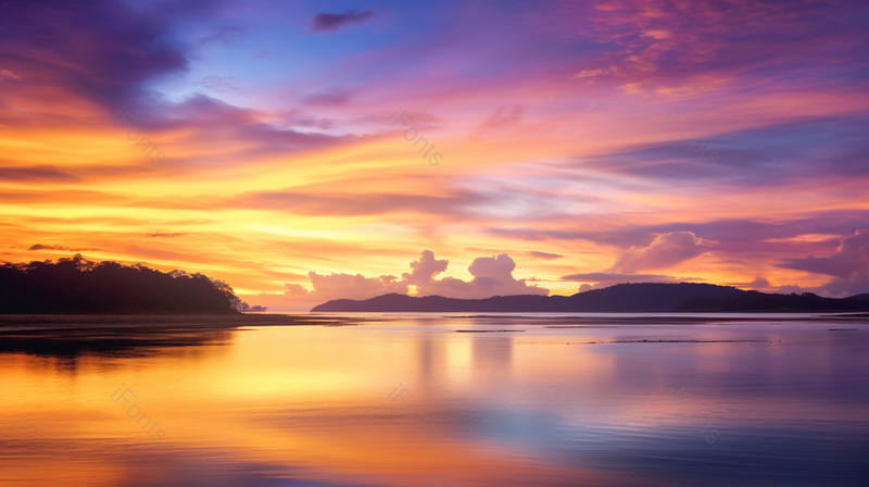 绚丽大海夕阳晚霞黄昏实拍,高清,摄影图,摄影图片,图片大全,摄影图免费下载